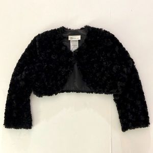 Bonnie Jean Black Faux Fur Crop Jacket size 6